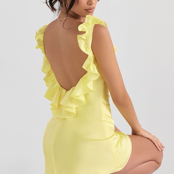 House of CB ‘Tink’ Buttercup Satin Ruffle Mini Dress - Picture 5 of 16